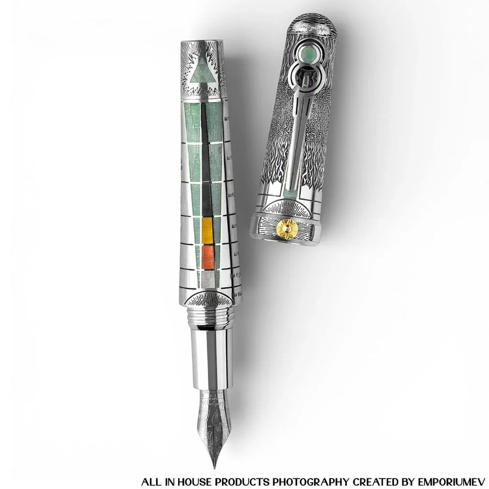 Montegrappa The Alchemist Sterling Silver Aqua Fine Nib Fountain Pen 0049